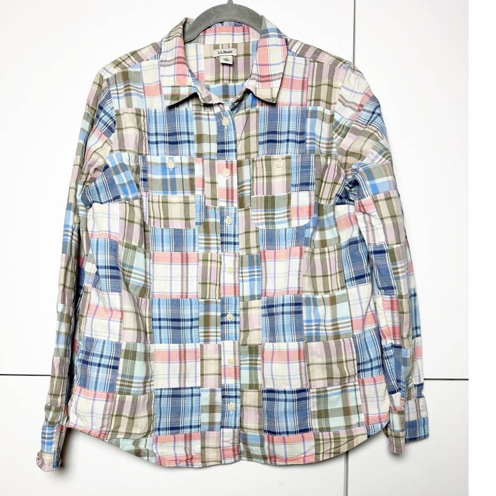 L.L.Bean Madras Plaid Button Down Shirt Size Small Preppy Old Money Granola